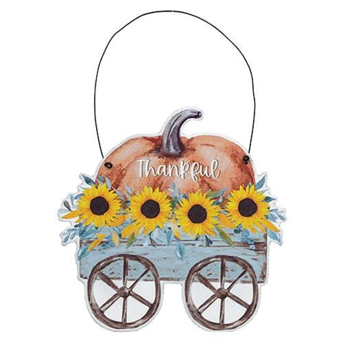 💙 Thankful Pumpkin & Sunflower Wagon Hanger