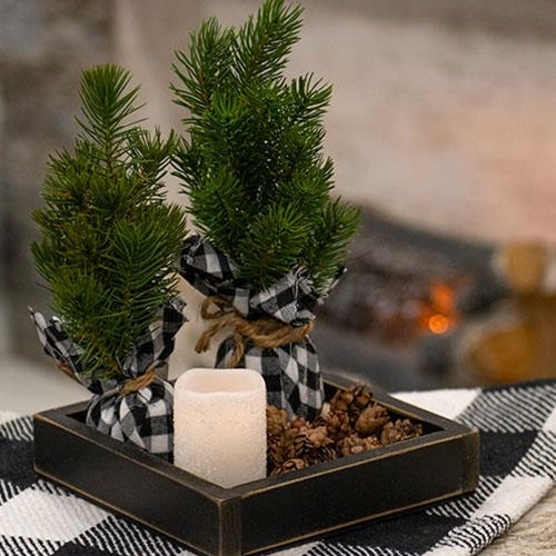 Distressed Black Wooden 7" Square Candle Box