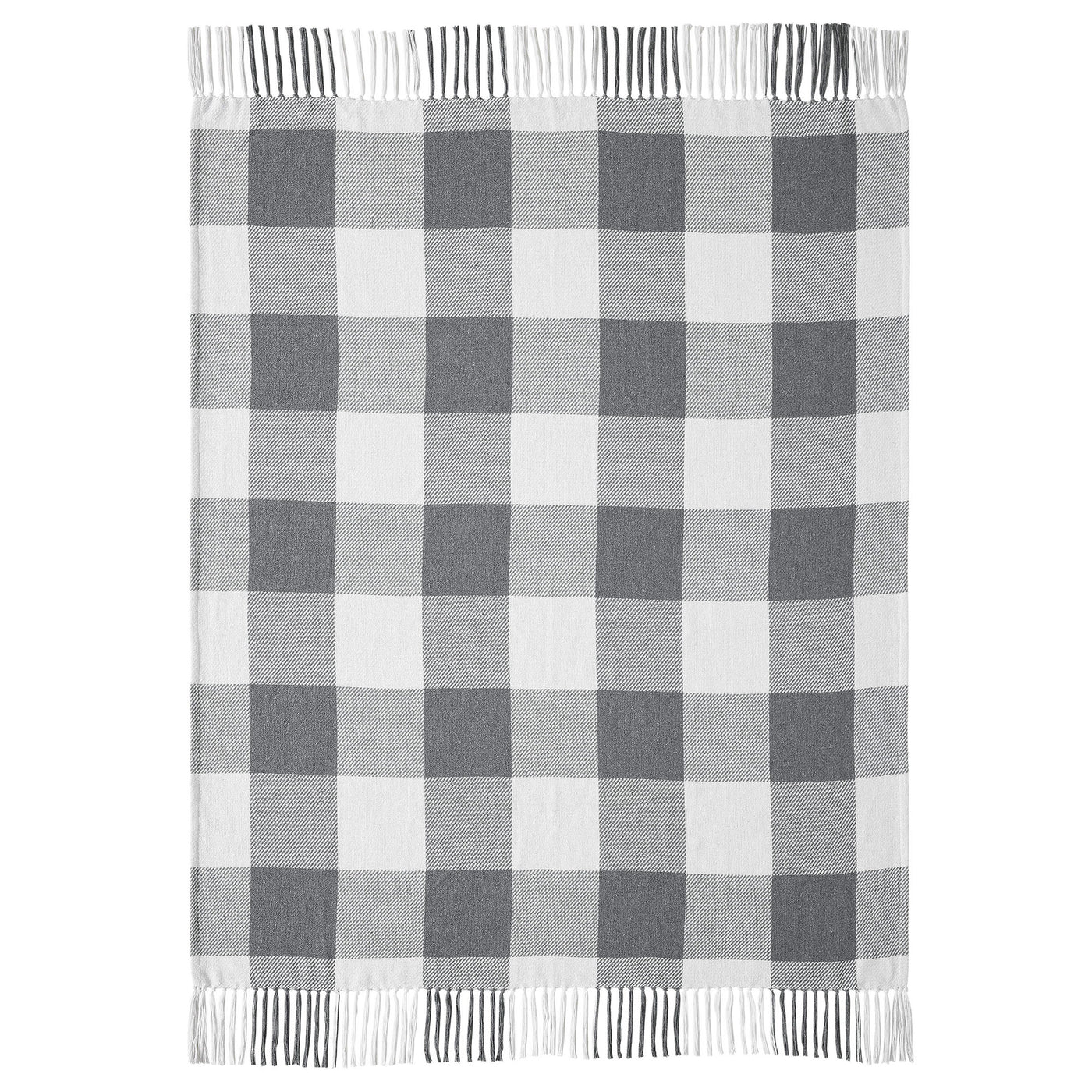 Annie Buffalo Check Grey Woven Throw 50" x 60"