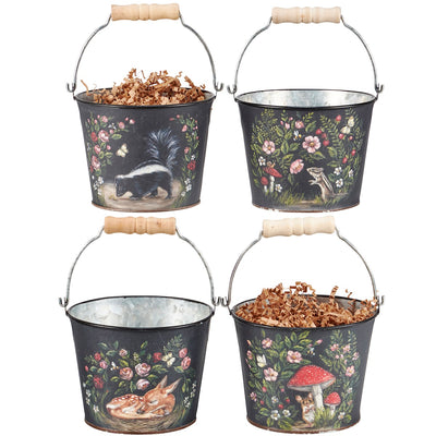 Set of 4 Woodland Animals and Flowers Bucket Set