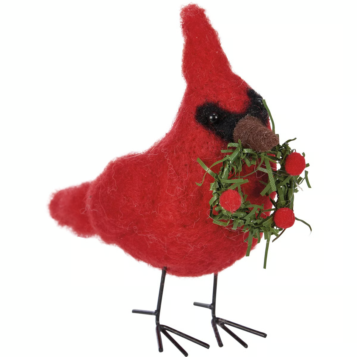 DAY 11 ✨ 14 Days of Felted Cheer ✨ Cardinal With Wreath Felt Bird Critter