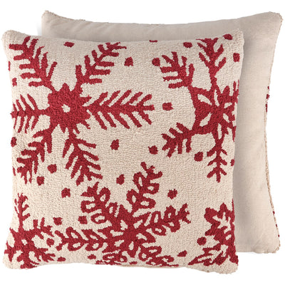 Snowflakes Red and White 18" Accent Pillow