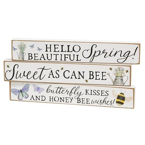 💙 Set of 3 Beautiful Spring Bee and Butterfly Wooden Mini Sticks