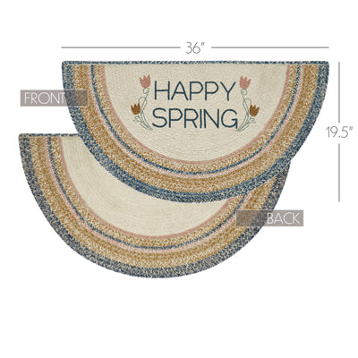 Happy Spring Jute Half Circle Rug 19.5" x 36"