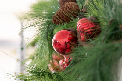 Red Mercury Glass Ornament 77" Garland