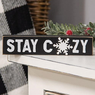 Stay Cozy Snowflake 7" Wooden Block Sign