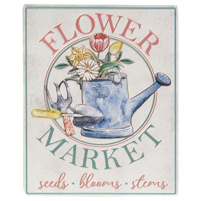 Flower Market Seeds Blooms Stems 16" Metal Sign