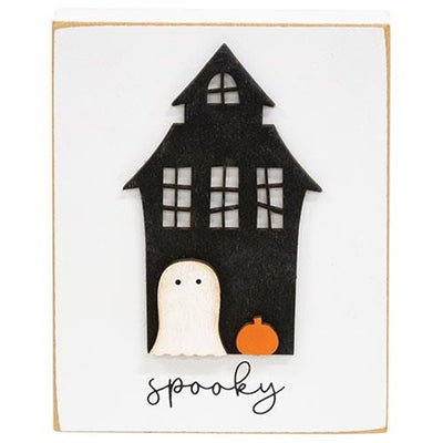 💙 Spooky Haunted House Ghost Mini Wooden Block