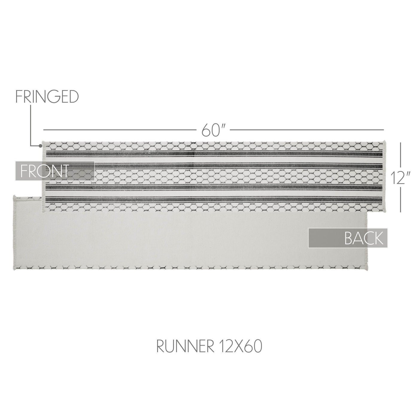 Down Home Chicken Wire and Stripes Patterned 60" Table Runner