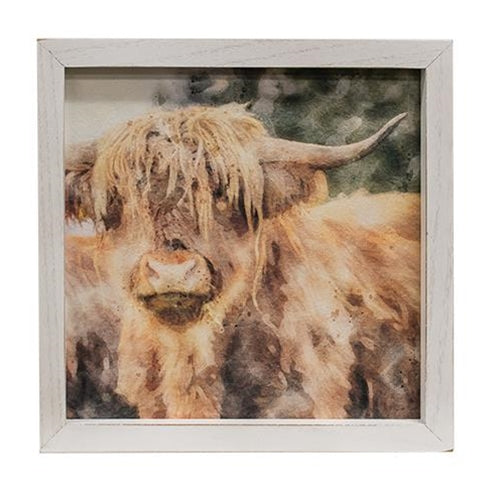 Shaggy Steer 11" Farmhouse Framed Portrait