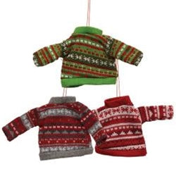 Set of 3 Cozy Knit Sweater Ornaments