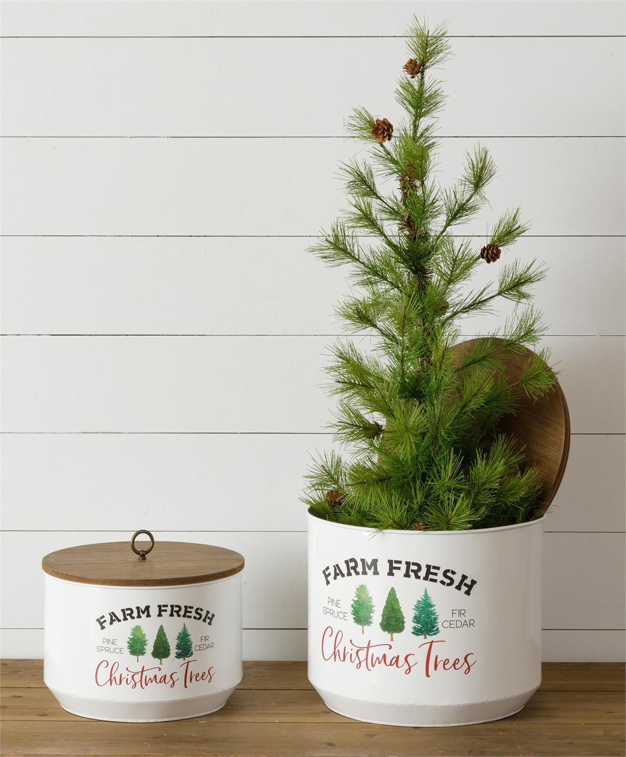 Set of 2 Farm Fresh Christmas Trees Bin with Lid