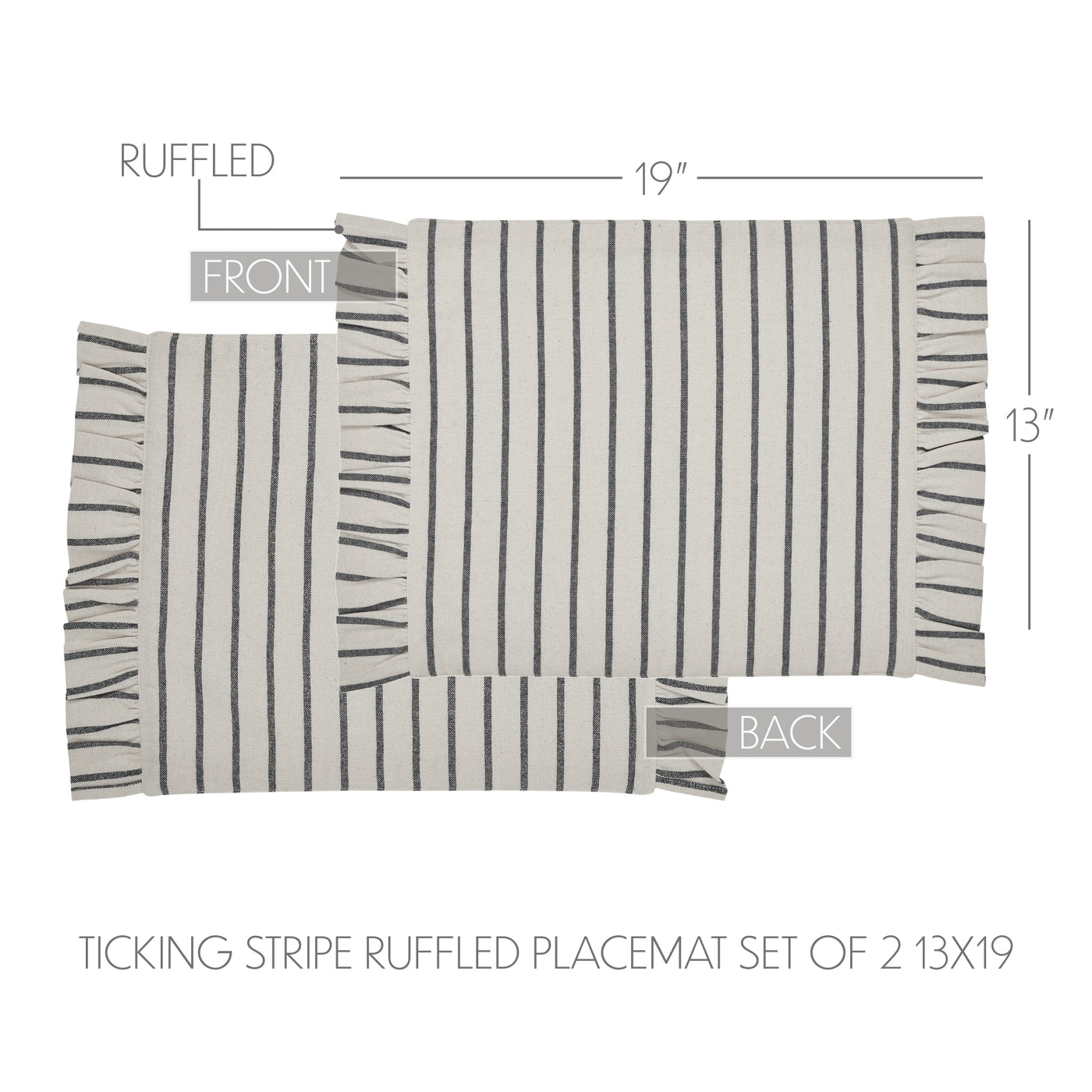 Set of 2 Kaila Ticking Stripe Ruffled Placemats