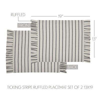 Set of 2 Kaila Ticking Stripe Ruffled Placemats