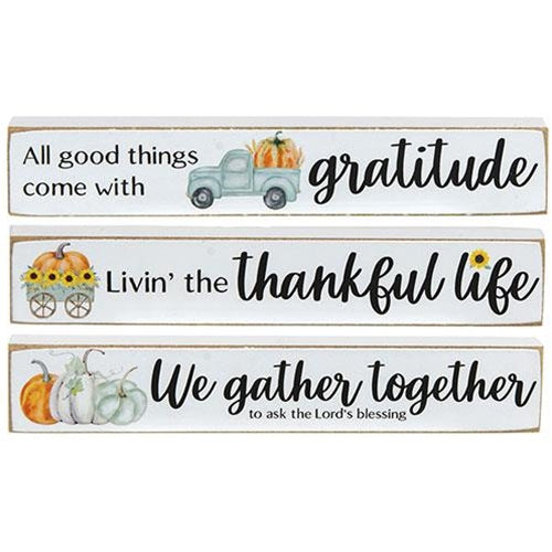 Set of 3 Fall Gratitude and Thankful Mini Sticks