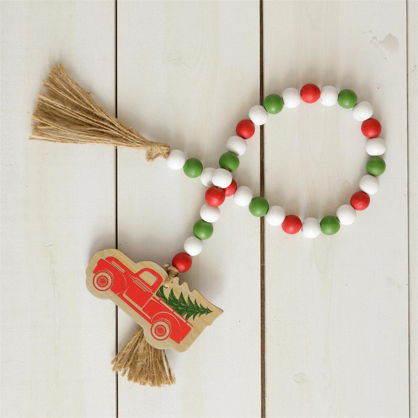 Red Truck with Tree Christmas Farmhouse Beads