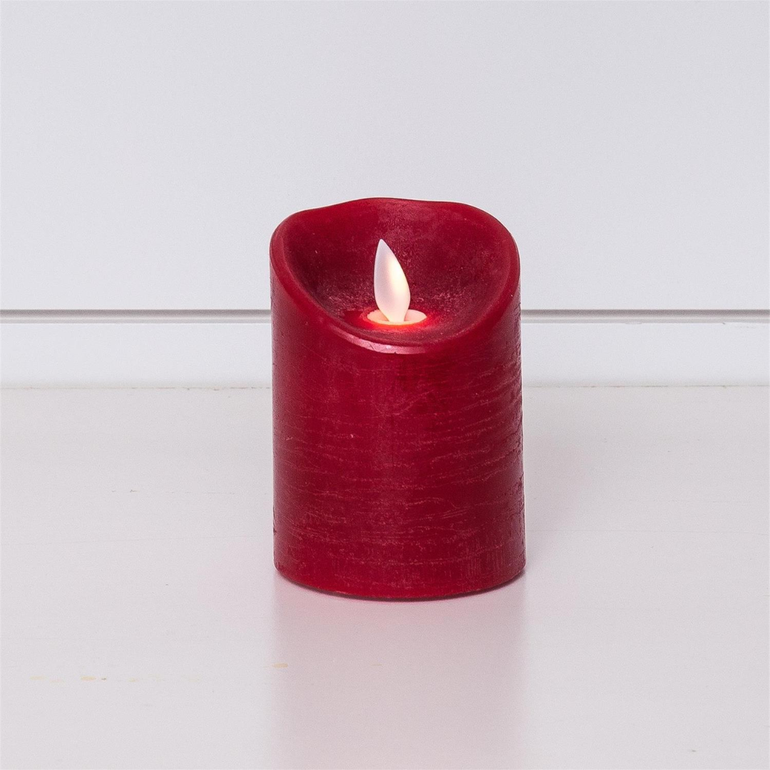 Red LED Flickering 4" H Pillar Candle