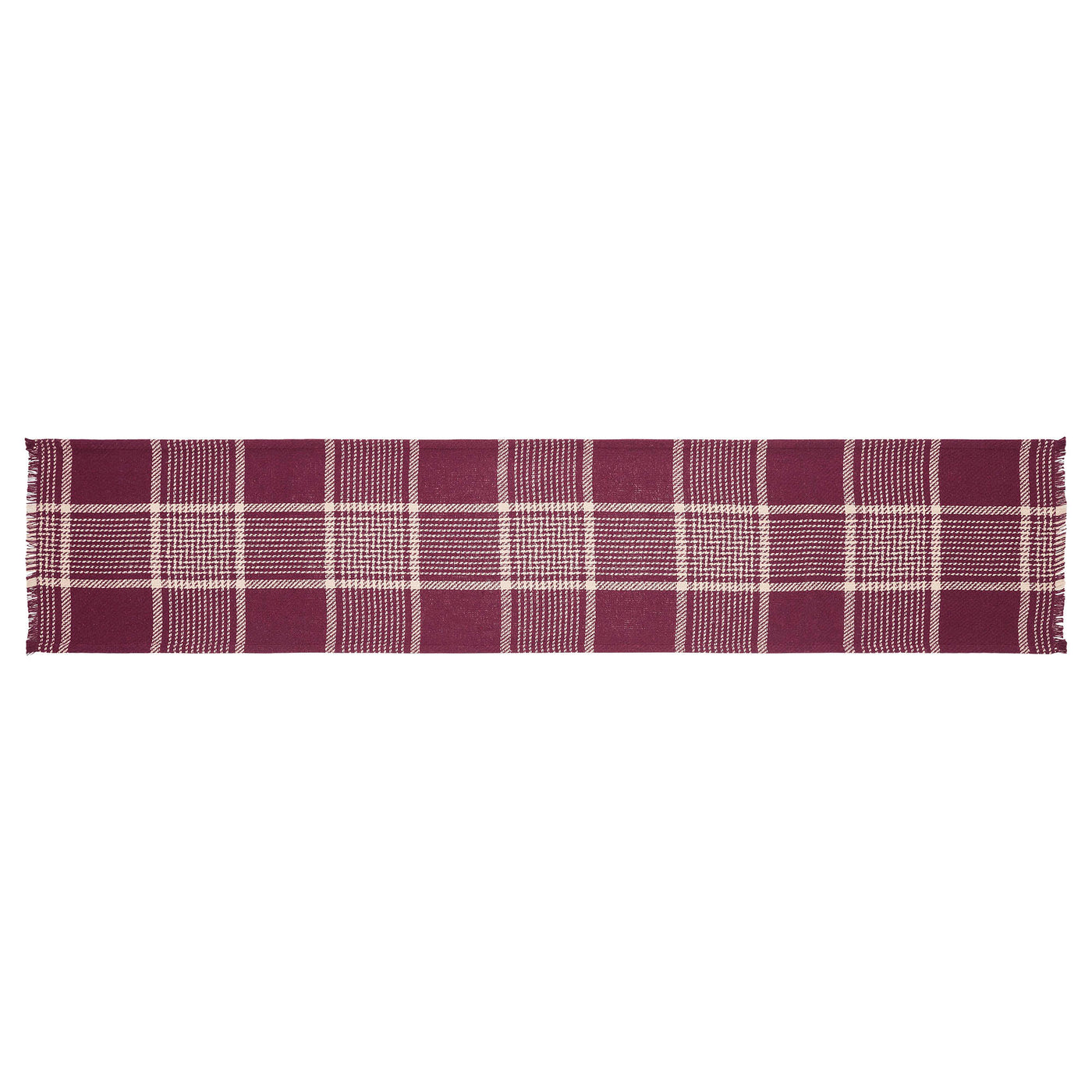 Eston Burgundy Tan Plaid 60" Table Runner