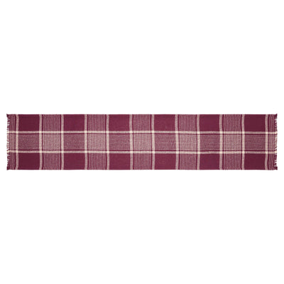 Eston Burgundy Tan Plaid 60" Table Runner