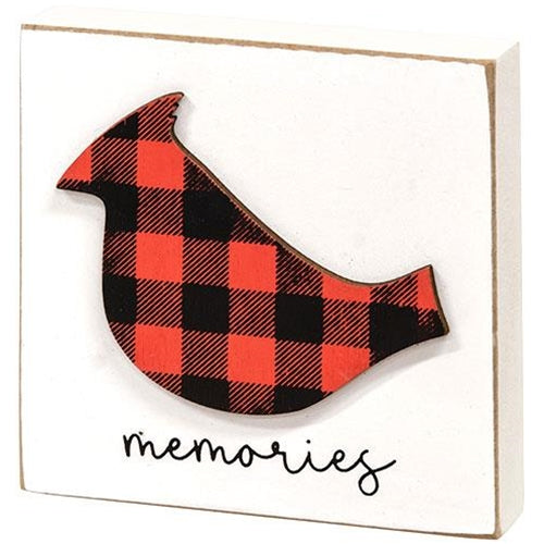 Cardinal Buffalo Check Memories 3.5" Mini Wood Block Sign