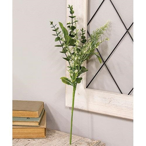 Baby's Breath & Lush Eucalyptus 19" Faux Floral Spray