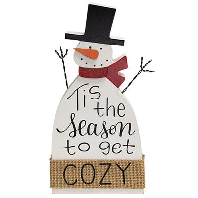 💙 Tis the Season to Get Cozy Wooden Snowman Sitter