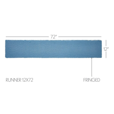Blue Burlap Fringed Table Runner 12" x 72"