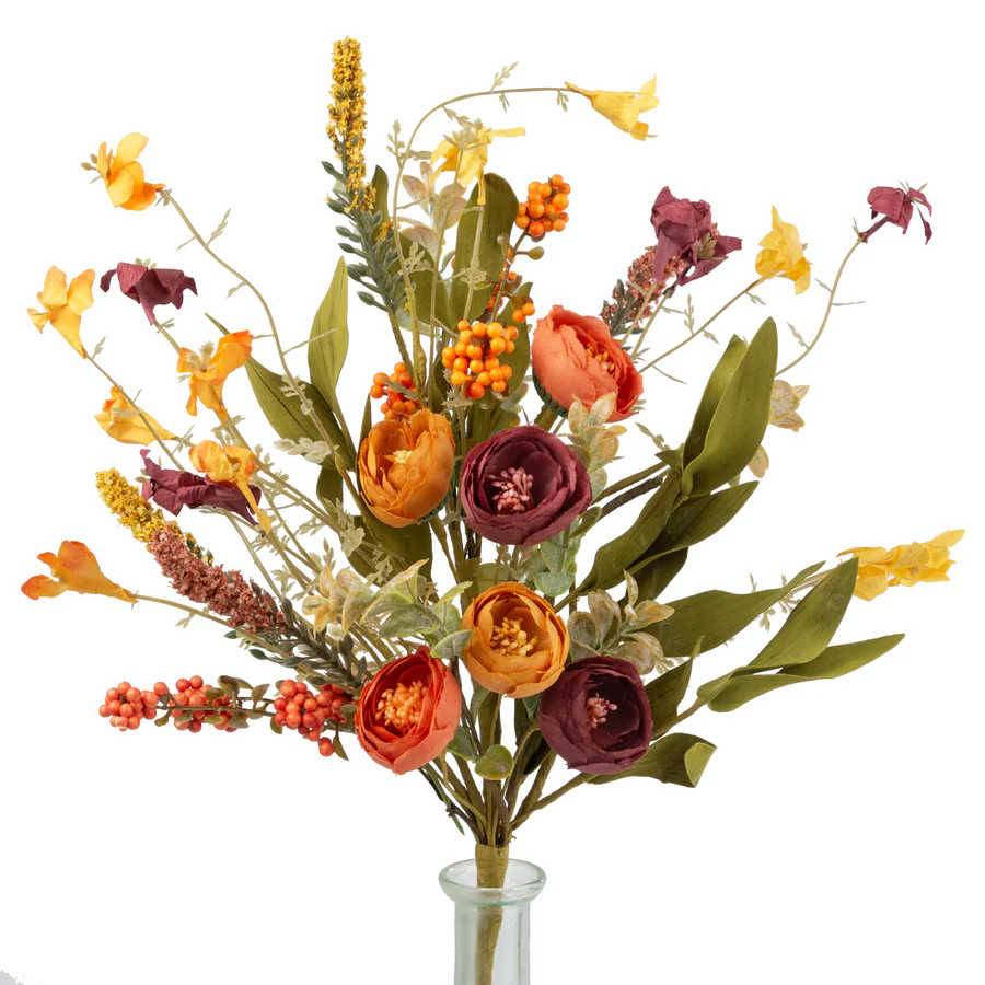 Ranunculus Fall Mixed 17" Faux Floral Bush