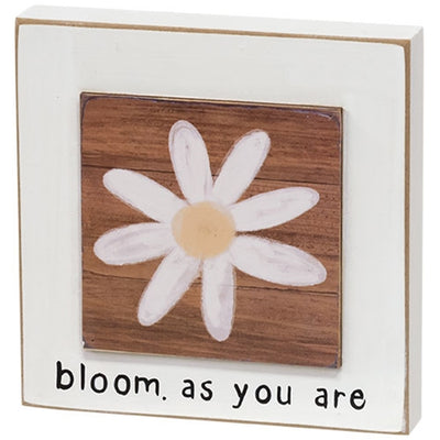 Set of 3 Bloom As You Are Daisy Layered 4.5" Block Signs