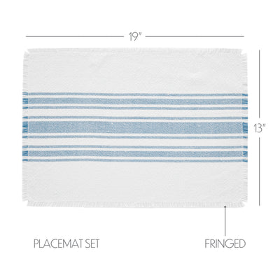 Antique White Stripe Blue Indoor/Outdoor Placemat Set of 6