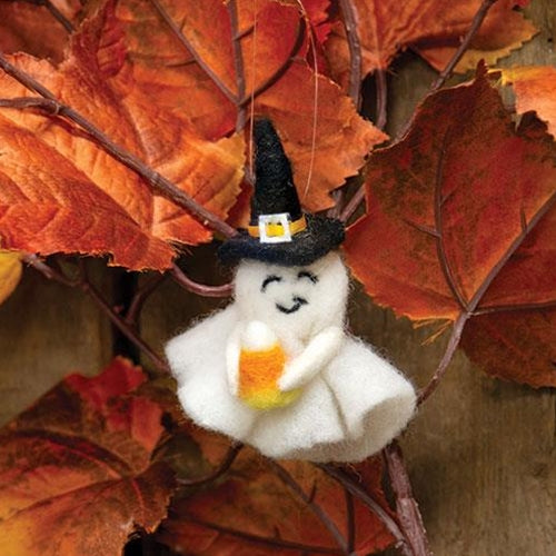 Halloween Candy Corn Ghost Felt Ornament