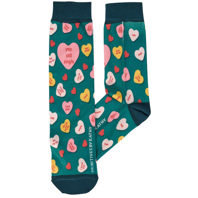 Yep, Still Single Conversation Hearts Valentine Fun Socks