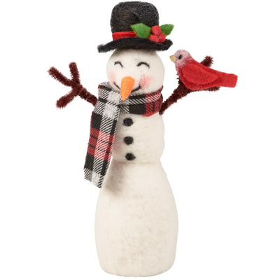 Snowman & Cardinal 7.75" Felt Figure