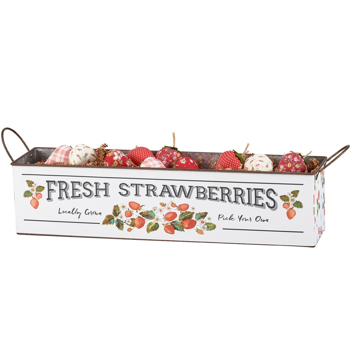 Set of 2 Fresh Strawberries Tin Bins