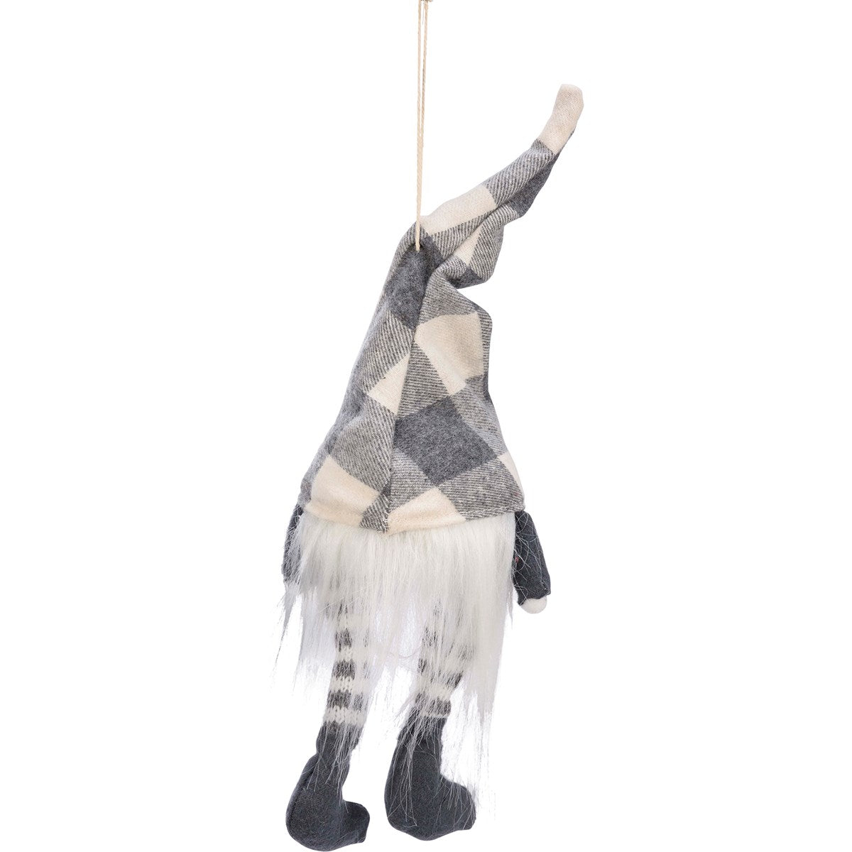 Lighted Grey Buffalo Check Gnome Ornament