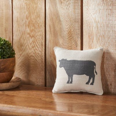 Farmhouse Cow Silhouette 6" Mini Accent Pillow