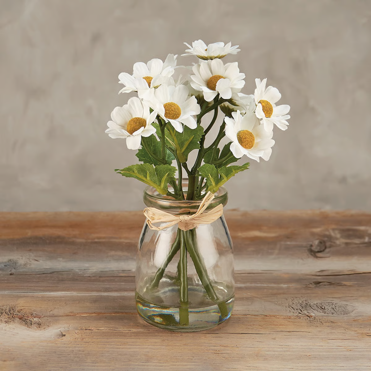 Lil' White Daisies Bouquet In Vase Faux Florals
