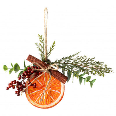 Faux Orange Slice Berry and Greens Ornament