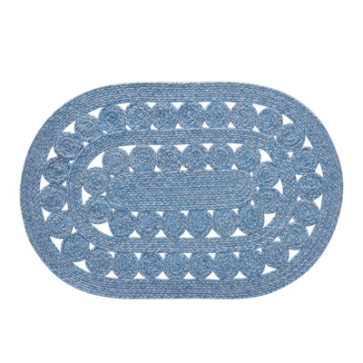 Celeste Blended Blue Indoor/Outdoor 30" Oval Rug