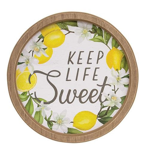 Keep Life Sweet Round Framed Sign 11.5" diameter