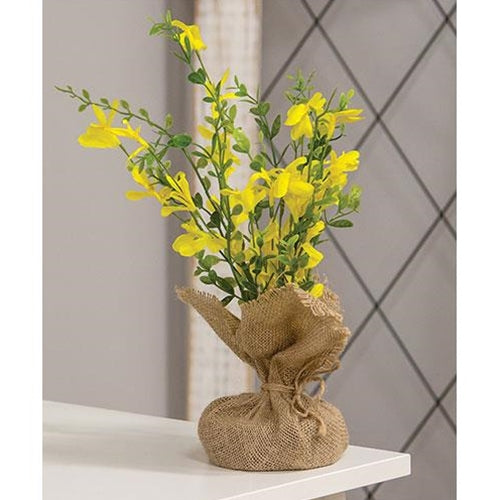 💙 Yellow Tabletop Faux Wildflowers with Burlap Base