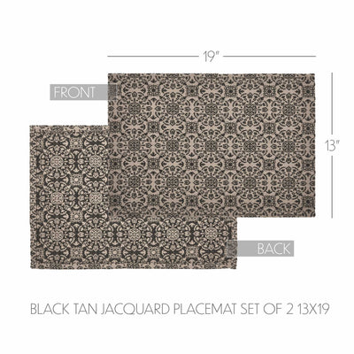 Set of 2 Custom House Black Tan Jacquard Placemats