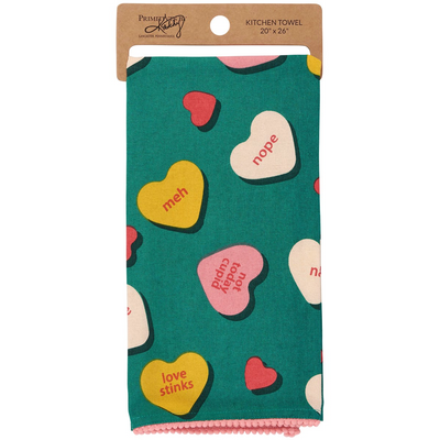 Anti Valentine Coversation Hearts Kitchen Towel