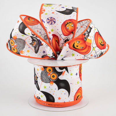 Halloween Collage Cats and Spiders Satin Ribbon 2.5" x 10 Yards