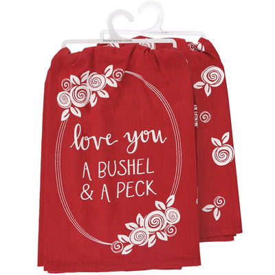 Love You A Bushel & A Peck Red Kitchen Towel