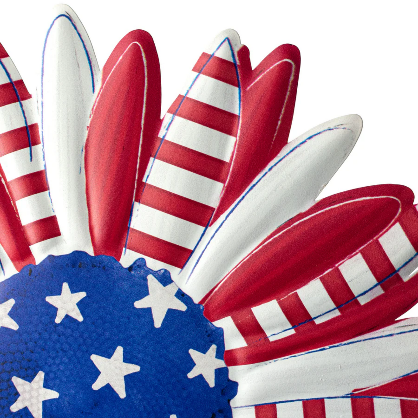 💙 Patriotic Stars & Stripes Flower 12" Embossed Metal Sign