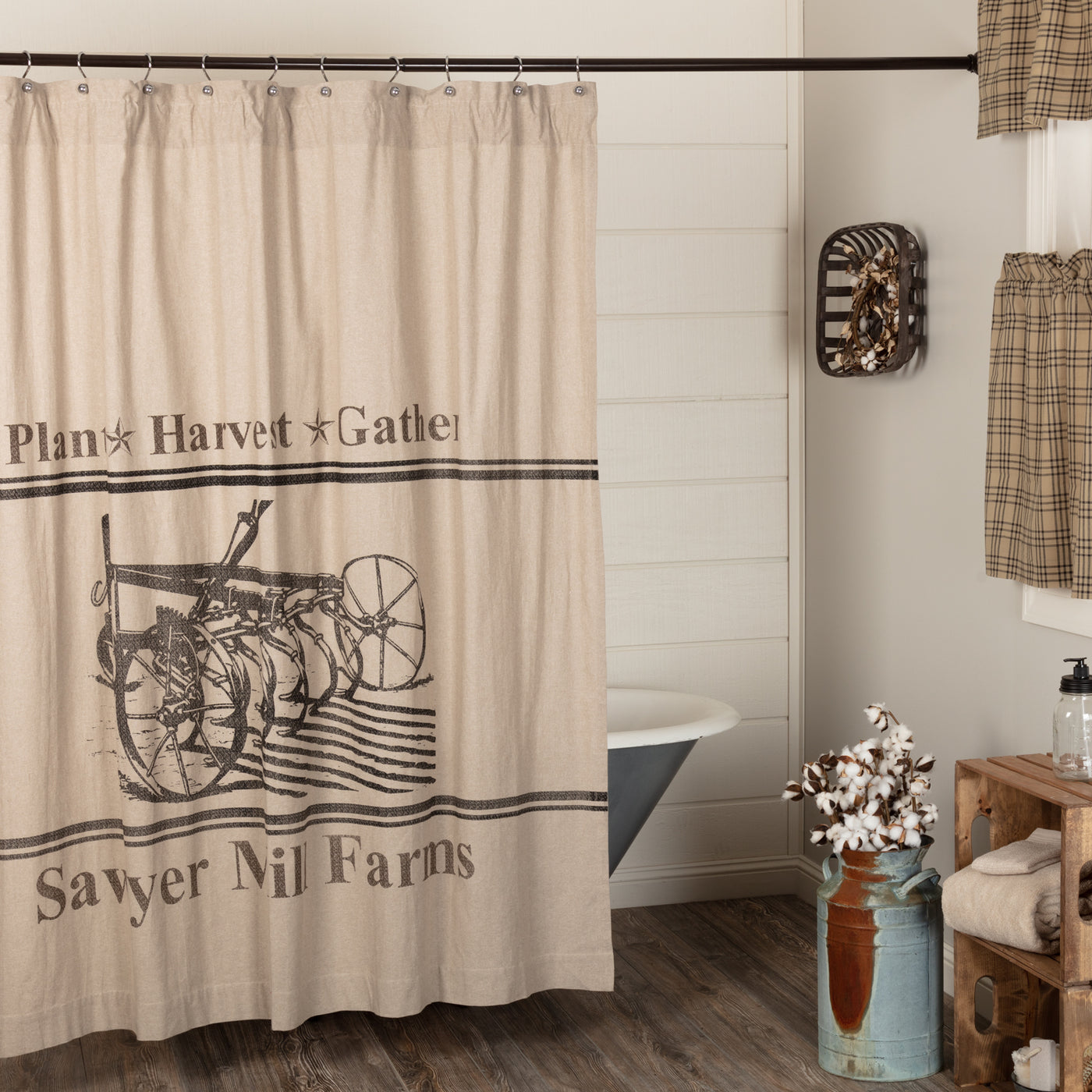 Sawyer Mill Charcoal Plow Shower Curtain 72" x 72"