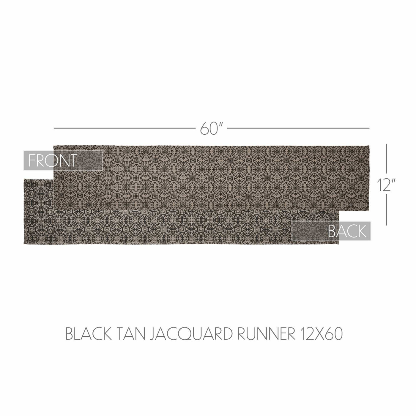 Custom House Black Tan Jacquard 60" Table Runner