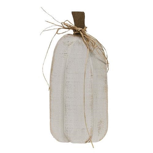 Rustic White Layered Wood Pumpkin Sitter 15.75" H