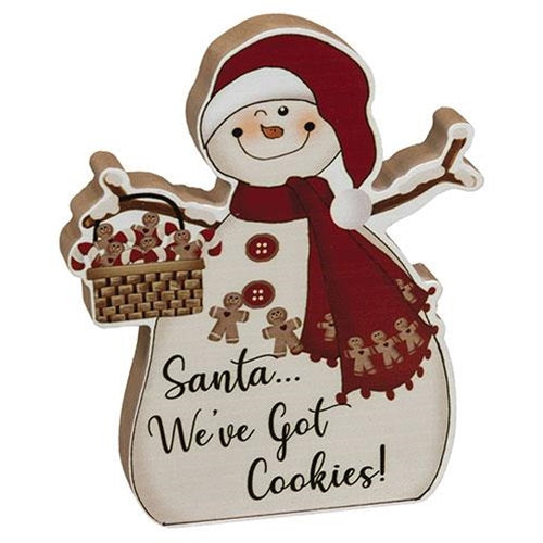 💙 Set of 2 Santa We've Got Cookies Chunky Snowman Sitters